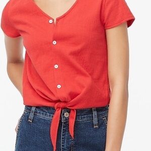 J. Crew Factory Red Cap Sleeve Tie Front Top Medium